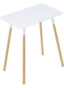YAMAZAKI Odkládací stolek Plain 3507, kov/dřevo, bílý