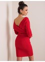 RUE PARIS Dámské červené šaty s páskem -red Červená