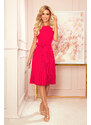 NUMOCO Malinové šaty s plisovanou sukní CELESTE Tmavě růžová
