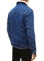 BASIC Modrá pánská džínová bunda s kožíškem