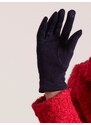 Fashionhunters Dámské tmavě modré rukavice s přezkou