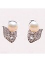 Nefertitis Náušnice stříbrné s růžovou perlou a zirkony Ag 925 08428 PP - 1,6 cm, 5,4 g