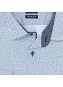 Pánská košile Lui Bentini, bílá se světle modrými kolečky LDS209, dlouhý rukáv, slim fit