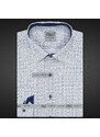 AMJ Pánská košile bavlněná, bílá čárkované kostky VDBR1156, dlouhý rukáv, regular fit