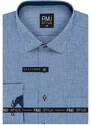 AMJ Pánská košile, modrá proužkovaná VDR1177, dlouhý rukáv, regular fit