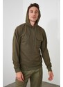 Trendyol Khaki Regular Fit Hooded Pocket Detail Cotton Sweatshirt