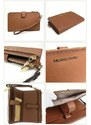 Michael Kors peněženka wristlet saffiano leather double zip luggage hnědá