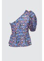 Trendyol Blue Single Sleeve Floral Woven Blouse