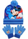 Setino Dětská / chlapecká zimní čepice + prstové rukavice Mickey Mouse - Disney -