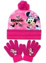 Setino Dětská / dívčí zimní čepice + prstové rukavice Minnie Mouse - Disney -