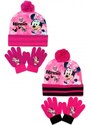 Setino Dětská / dívčí zimní čepice + prstové rukavice Minnie Mouse - Disney -