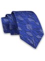 Královsky modrá kravata se vzorem listí