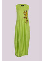 Lněné dlouhé zelené šaty Piero Moretti