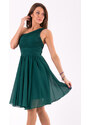 Itálie Dámské plesové/společenské šaty na jedno rameno - zelené - vel. L