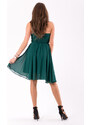 Itálie Dámské plesové/společenské šaty na jedno rameno - zelené - vel. L