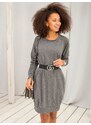 Fashionhunters Tmavě šedé bavlněné šaty
