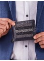 Fashionhunters Tmavě modrá kožená peněženka s prošíváním