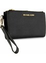 Michael Kors kožená peněženka wristlet saffiano leather double zip černá