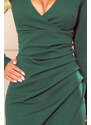 NUMOCO Zelené asymetrické šaty VALERIA Tmavě zelená
