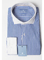 Pánská modrá košile Pierre Cardin s bílým límečkem