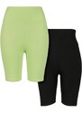 Legíny Urban Classics Ladies High Waist Cycle Shorts 2-Pack - electriclime/black