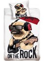 Carbotex Bavlněné ložní povlečení pes Mops on The Rock - 100% bavlna, renforcé - 70 x 90 cm + 140 x 200 cm