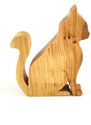 AMADEA Dřevěná dekorace kočka sedící, masivní dřevo, 15x12,5x2,5