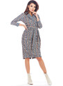 Awama Woman's Dress A362 Navy Blue