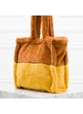 Due Linee Dámská velká oboustranná kabelka s chlupem hnědo - žlutá