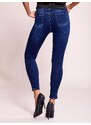 Factory Price Tmavě modré dámské skinny džíny s nášivkou
