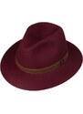 Unisex bordó klobouk Borsalino s hnědým koženým páskem