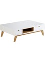 ARBYD Bílý konferenční stolek Thia s dubovou podnoží 90 x 60 cm