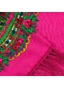 Art of Polo Růžový folkový šátek s dlouhými třásněmi