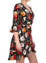 Guess dámské černé zavinovací šaty s květy