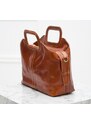 Glamorous by GLAM Santa Croce Dámská kožená kabelka do ruky s vykrojeným poutkem - hnědá