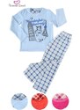 Vienetta Dětské pyžamo dlouhé Vienetta Secret Dívka na cestách - modrá