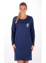 Vienetta Dámská noční košile s dlouhým rukávem VIENETTA Julie - tmavě modrá