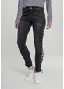 UC Ladies Dámské džínové kalhoty Lace Up Skinny Pants - černé