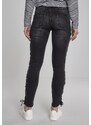 UC Ladies Dámské džínové kalhoty Lace Up Skinny Pants - černé