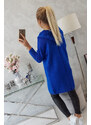 MladaModa Kardigánový svetr s kapucí a netopýřími rukávy model 2020-14 barva královská modrá