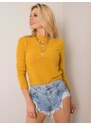 BASIC Žluté dámské tričko s dlouhým rukávem -yellow Hořčicová