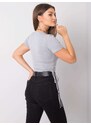 Fashionhunters Dámské bavlněné tričko v šedé barvě