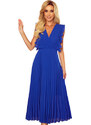 NUMOCO Elegantní modré šaty BRENDA s plisovanou sukní Modrá