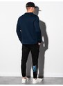 Ombre Clothing Pánská mikina na zip se stojáčkem - tmavě modrá V2 OM-SSZP-22FW-005