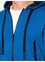 Ombre Clothing Pánská mikina s kapucí na zip - modrá V5 OM-SSZP-22FW-006