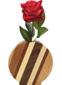 AMADEA Dřevěná váza kulatá se šikmými pruhy, masivní dřevo čtyř druhů dřevin, výška 15 cm