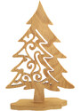 AMADEA Dřevěný 3D strom jehličnatý s prořezem, masivní dřevo, výška 21 cm