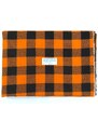 Mirtex Látka FLANEL 165 (K6 kostky velké oranžově-černé) -150cm / METRÁŽ NA MÍRU