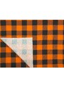 Mirtex Látka FLANEL 165 (K6 kostky velké oranžově-černé) -150cm / METRÁŽ NA MÍRU