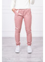 MladaModa Lesklé kalhoty se sametovou podšívkou růžové